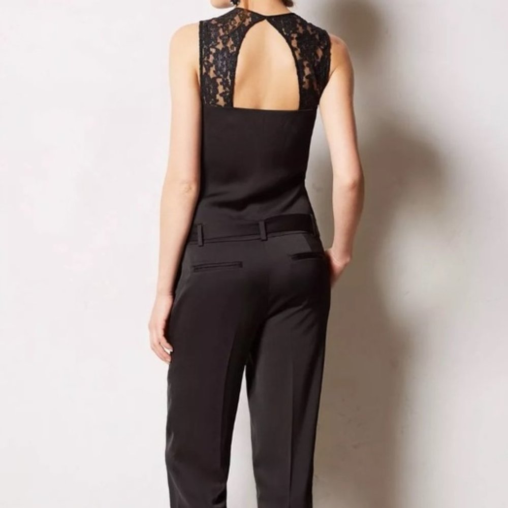 Elevenses Anthropologie Size 12 Sleeveless Fly By Dusk Floral Lace Jumpsuit